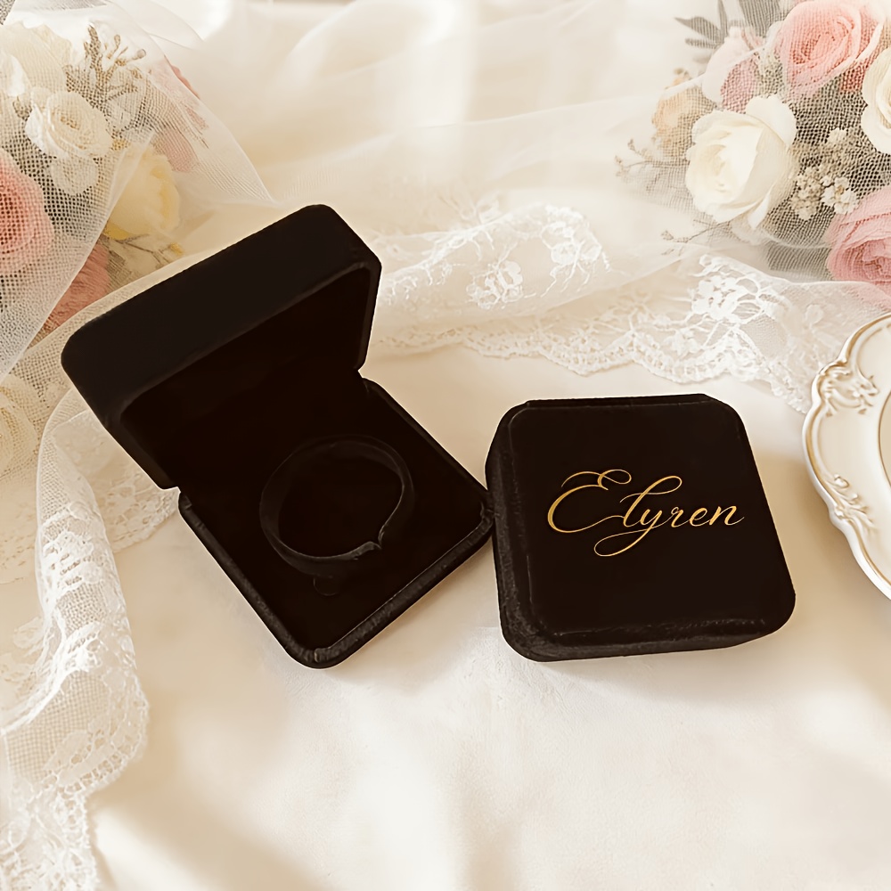 Personalized Velvet Bracelet Necklace Box, Custom Name Gift